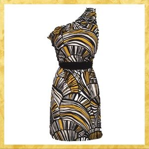 Trina Turk Asymmetrical One Shoulder Dress w/ Belt